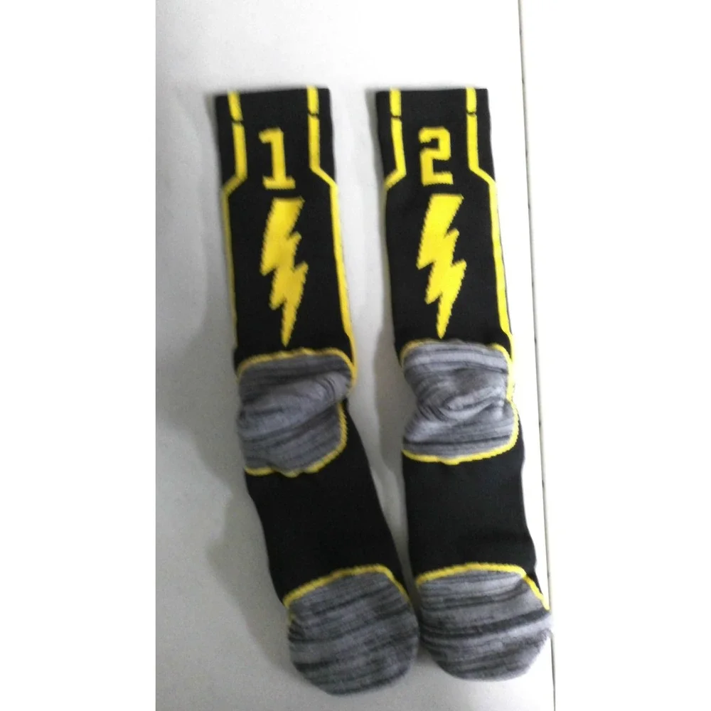 Black and Yellow Lightning Bolt Boy's Athletic‎ Socks